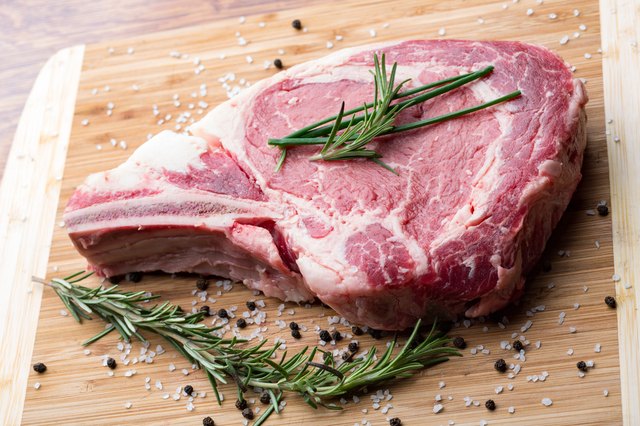 Prepared raw steak, ready to be cooked