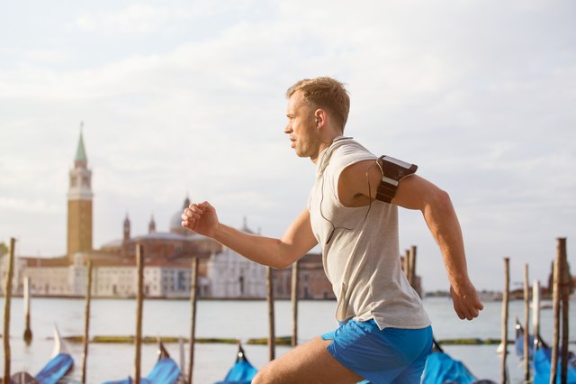 Man running in early morning