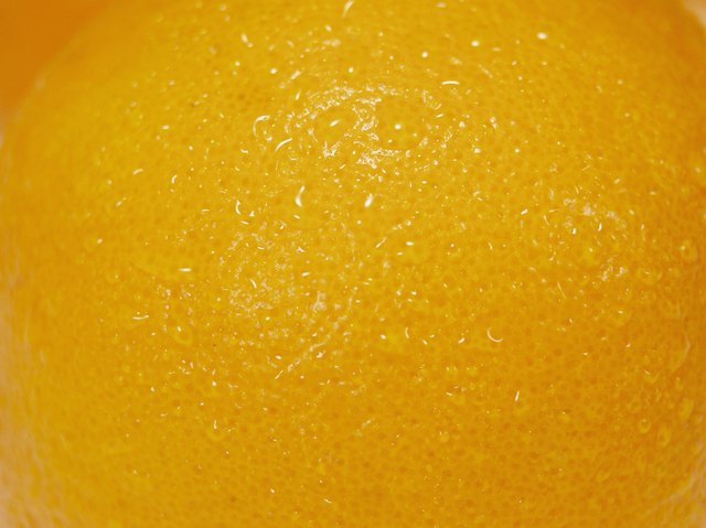 Close-up of water drops on an orange