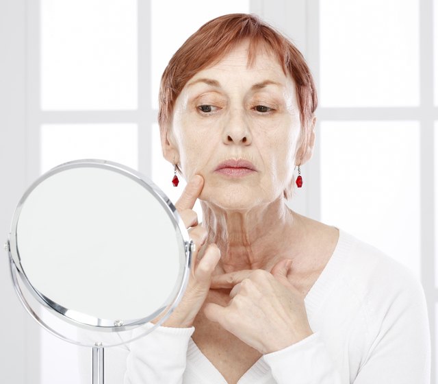 Mature woman and wrinkles.