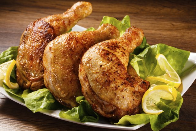 Roasted chicken leg and vegetables