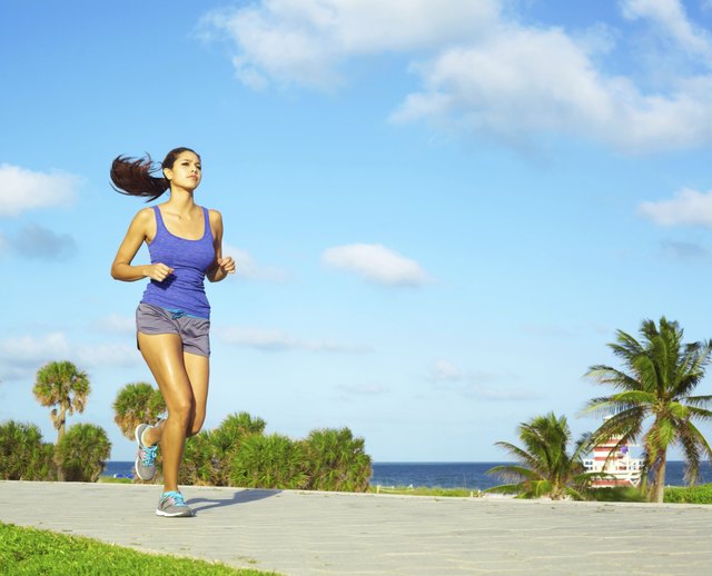 Pretty Mixed Race Woman Jogging