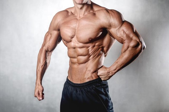 Fitness strength training workout bodybuilding concept background - muscular bodybuilder man doing exercises in gym