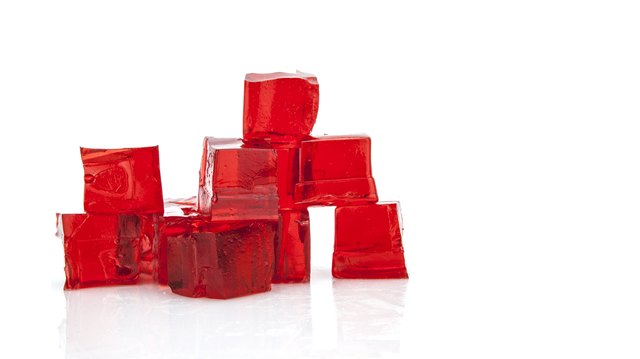 Cubes of red jelly