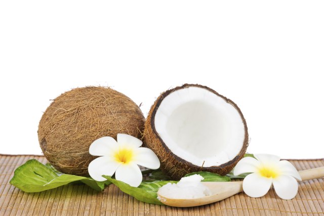 Coconut with green leaves