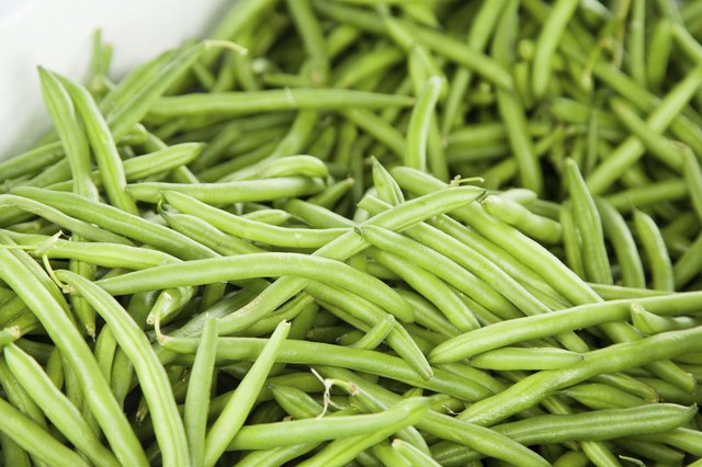 Pile of fresh long green beans