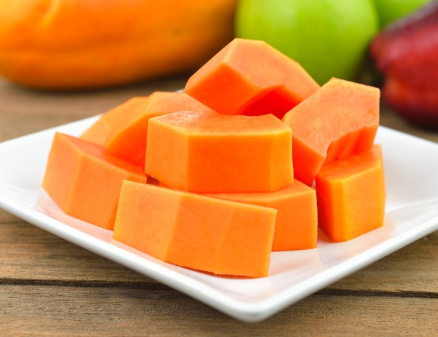 papaya sliced on white plate