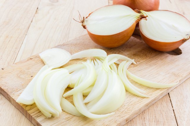 Whole and sliced onions.