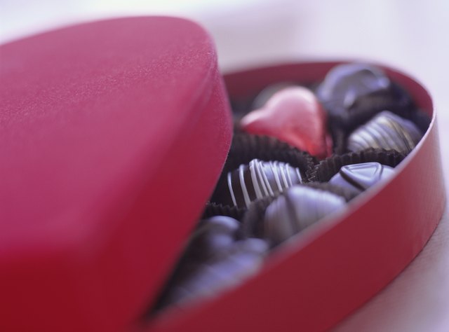 Love heart box of chocolates, close-up