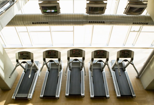 Row of treadmills
