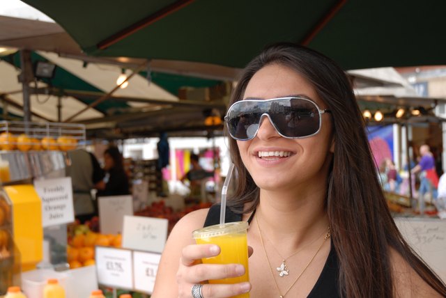 Girl Drinks Orange Juice
