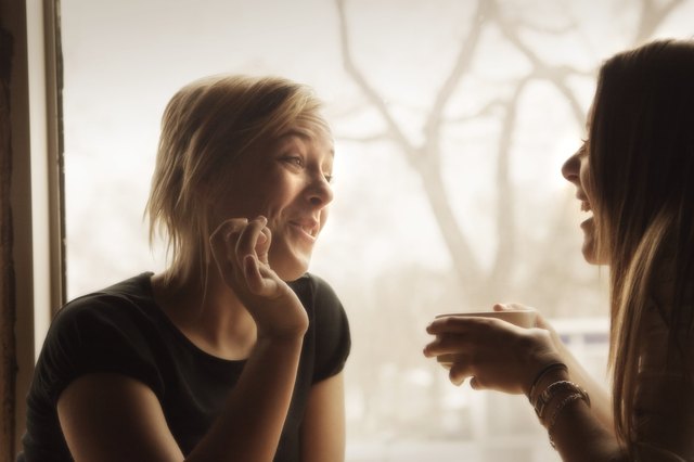 Two women meet for coffee
