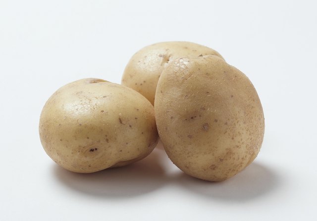 Three potatoes, close up