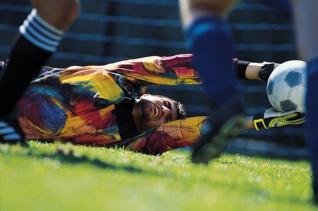 Goalie making save in soccer