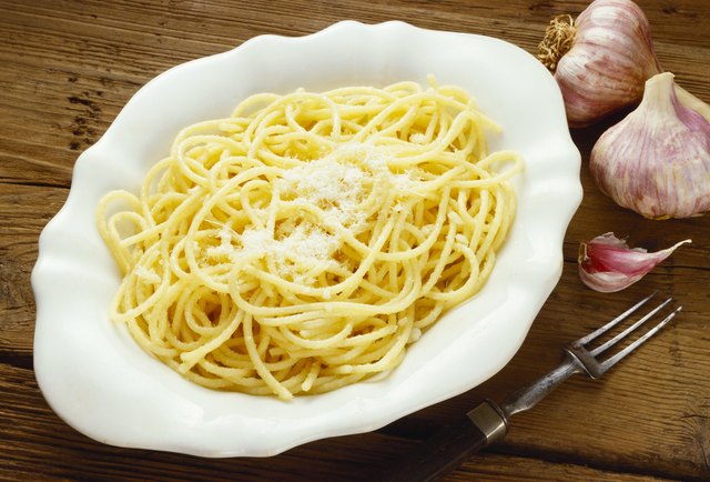 Spaghetti aglio olio (spaghetti with oil and garlic, Italy)