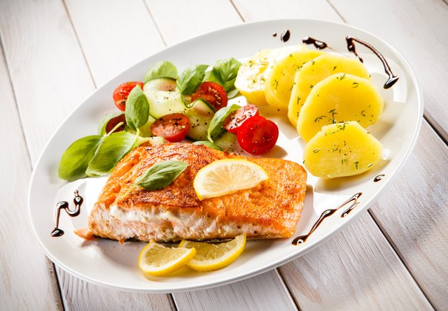 Roasted salmon and vegetables