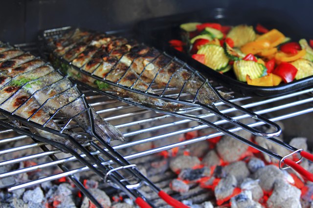 Grilled Fresh Fish (Trout) on the barbecue