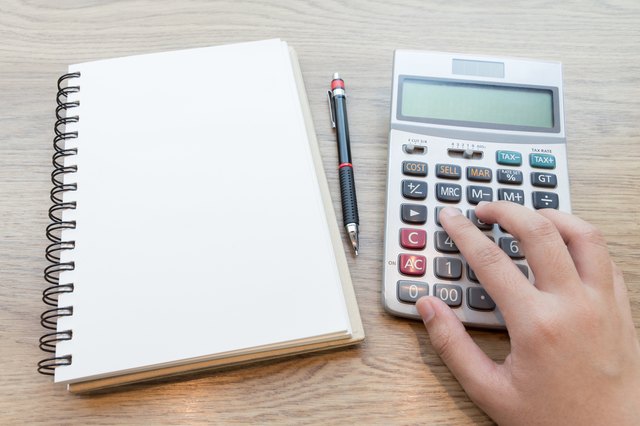 Hands of business woman working with calculator.