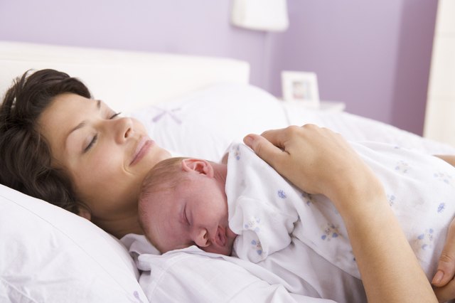 Mother and baby sleeping
