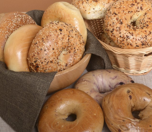 Variety of different types of bagels