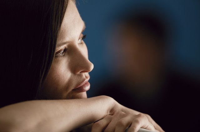 Profile of worried woman