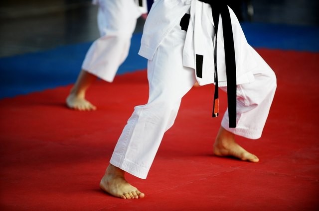 Karate practitioners on competition floor