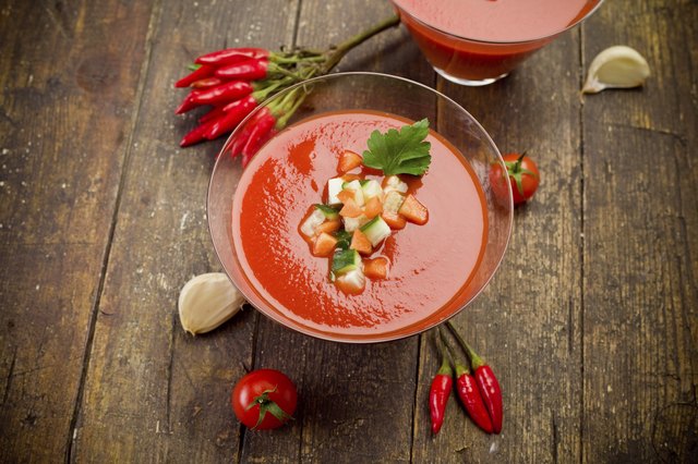 Gazpacho on wooden table