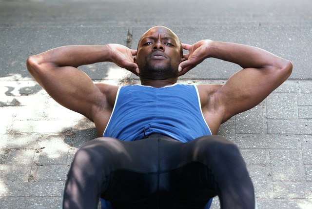 Man working on stomach crunch exercises