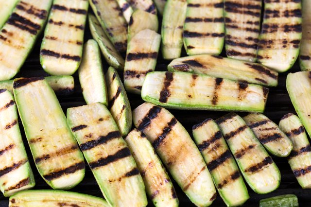 Grilled zucchini on barbecue