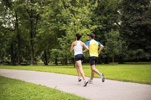Jogging together - young couple running