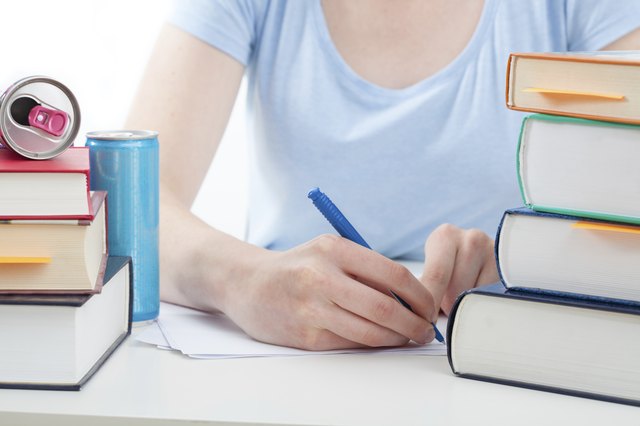 Student doing her homework