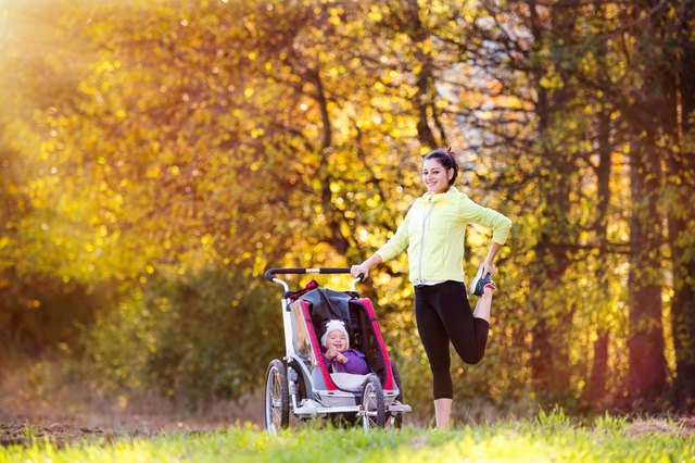 Young mother running