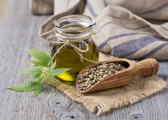 Hemp oil n a glass jar