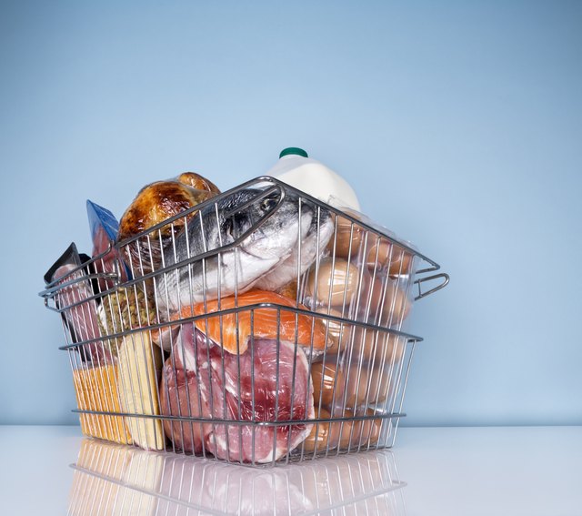 Wire basket full of high protein foods