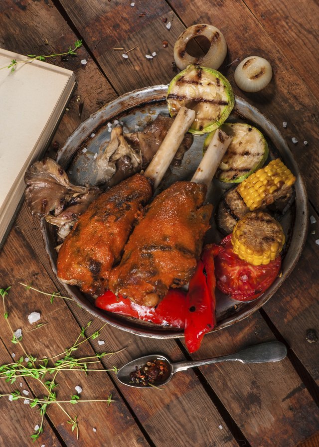 Gigot with grilled vegetables