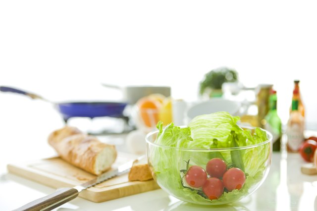 Baguette and fresh salad ingredients
