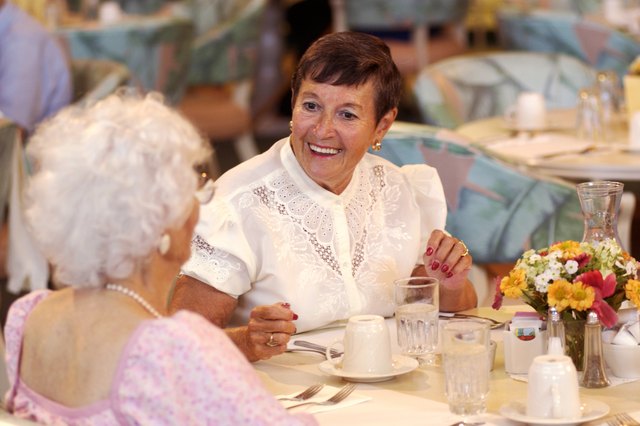 Women eating at table