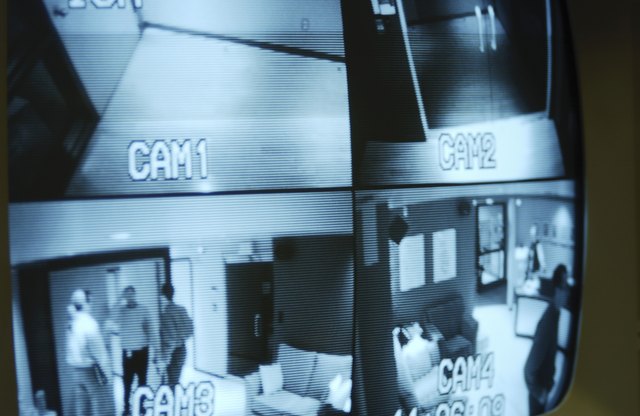 TV screen displaying security camera footage