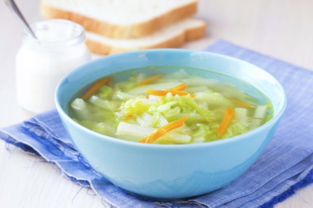 Vegetable soup with cabbage, kohlrabi, carrots, healthy