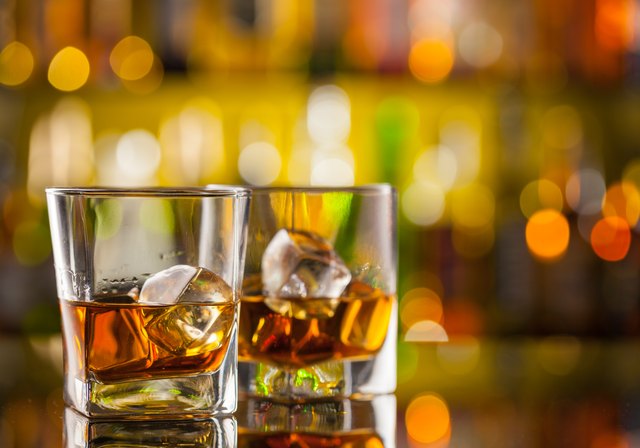 Whiskey drinks on bar counter