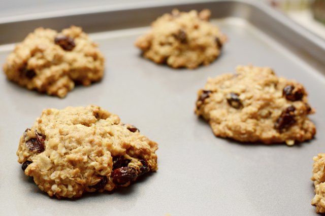 Freshly baked oatmeal raisin cookies