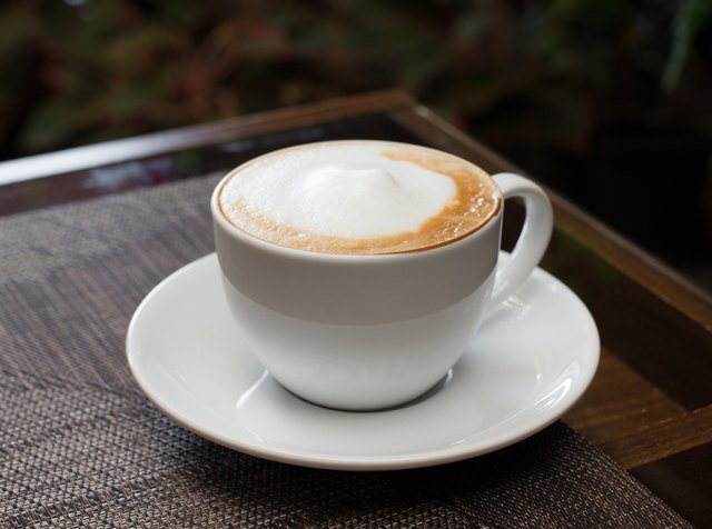 Cup of cappuccino over wooden table