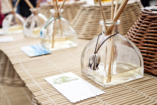 Aroma teraphy incense sticks in glass bowls