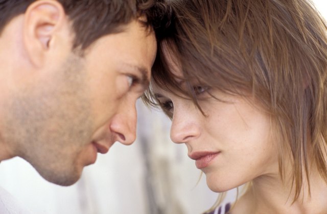 Couple glaring at each other