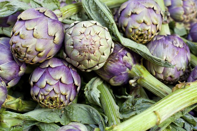 Fresh green artichokes