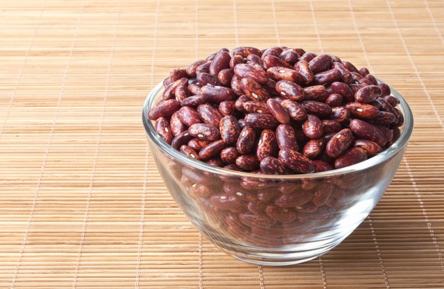 glass bowl full of red speckled kidney beans
