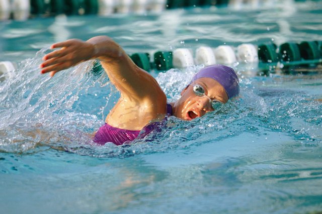 One person swimming laps