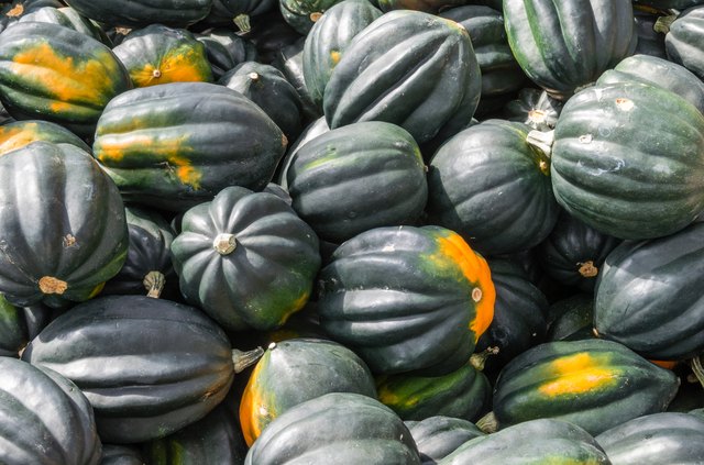 Acorn squash displayed at the market