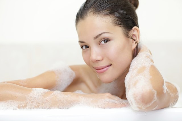 Beauty portrait of woman in bath