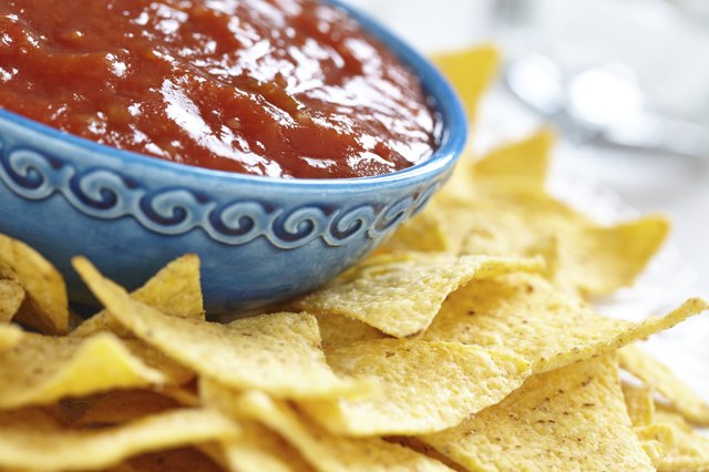 Nachos corn chips with fresh salsa